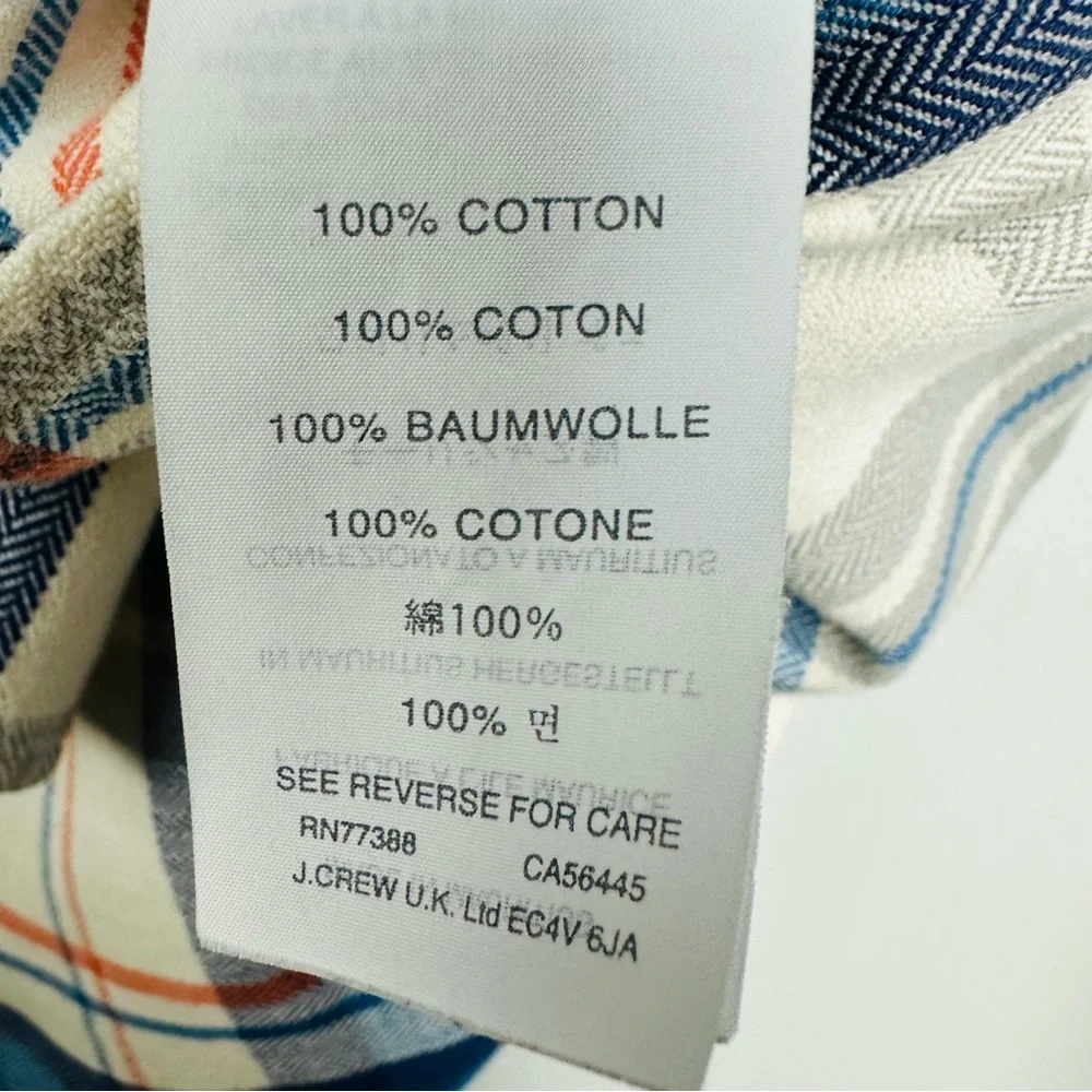 J Crew Mens Herringbone Collared Pullover Button Down Shirt Flannel Size Medium